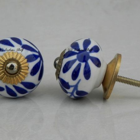 Blue Floral Leaf Knob (1)